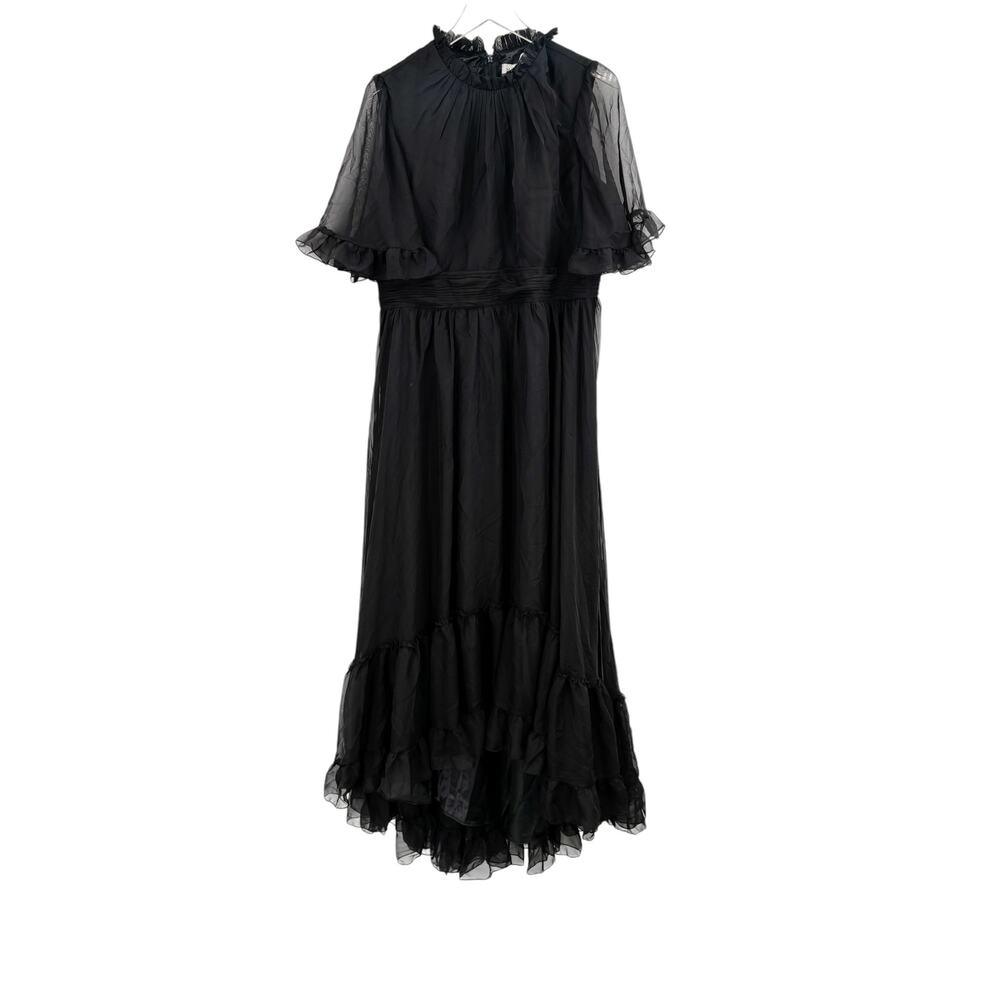 MAC DUGGAL Dress Size 14 / Size 14W Evening Gown Black NEW Flutter Sleeve Ruffle - Picture 2 of 5